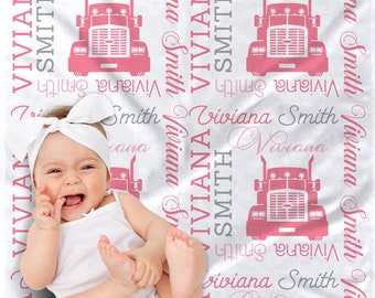 Personalized Trucker Baby Blanket: Diesel Big Rig Theme