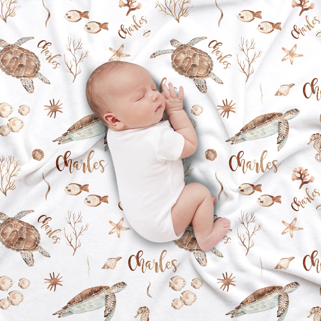 Personalized Turtle Fleece Blanket: Custom Name Baby Blanket - Etsy