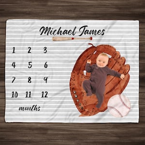 Boy Baseball Milestone Blanket, Baby Boy Milestone Blanket, Personalized Baby Blanket, Monthly Baby Blanket, Baby Sports Blanket