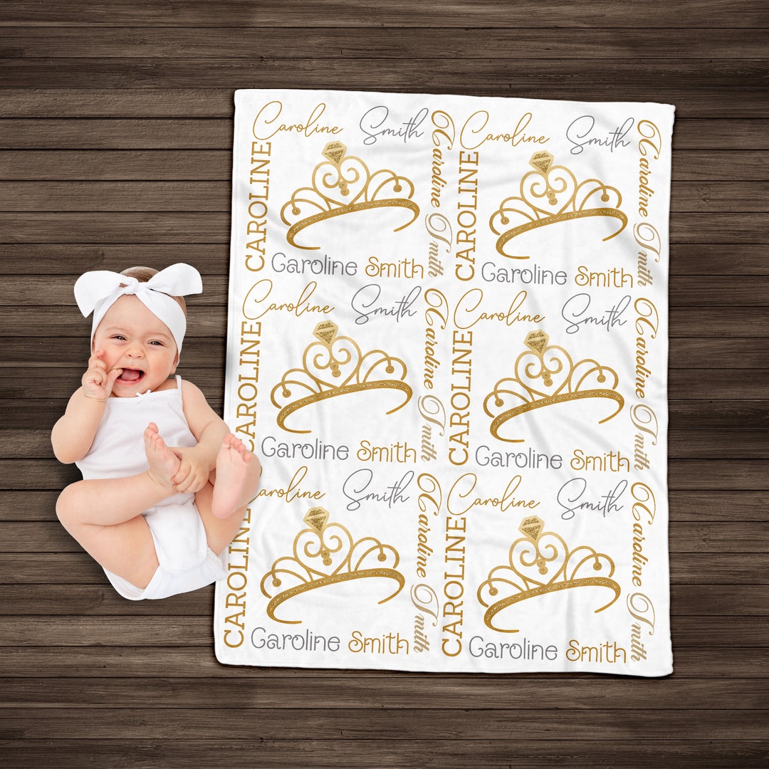 Princess Crown Baby Blanket Personalized Princess Baby Gift Etsy