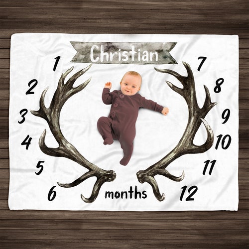 Deer Milestone Blanket Baby Milestone Blanket Boy Woodland Etsy