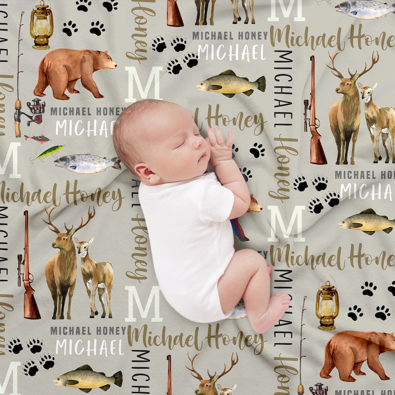Personalized Hunting Fishing Blanket Custom Hunting Baby Etsy