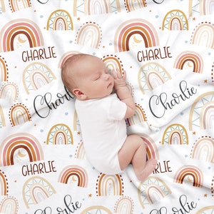 Personalized Rainbow Baby Blanket: Soft Fleece Name Blanket