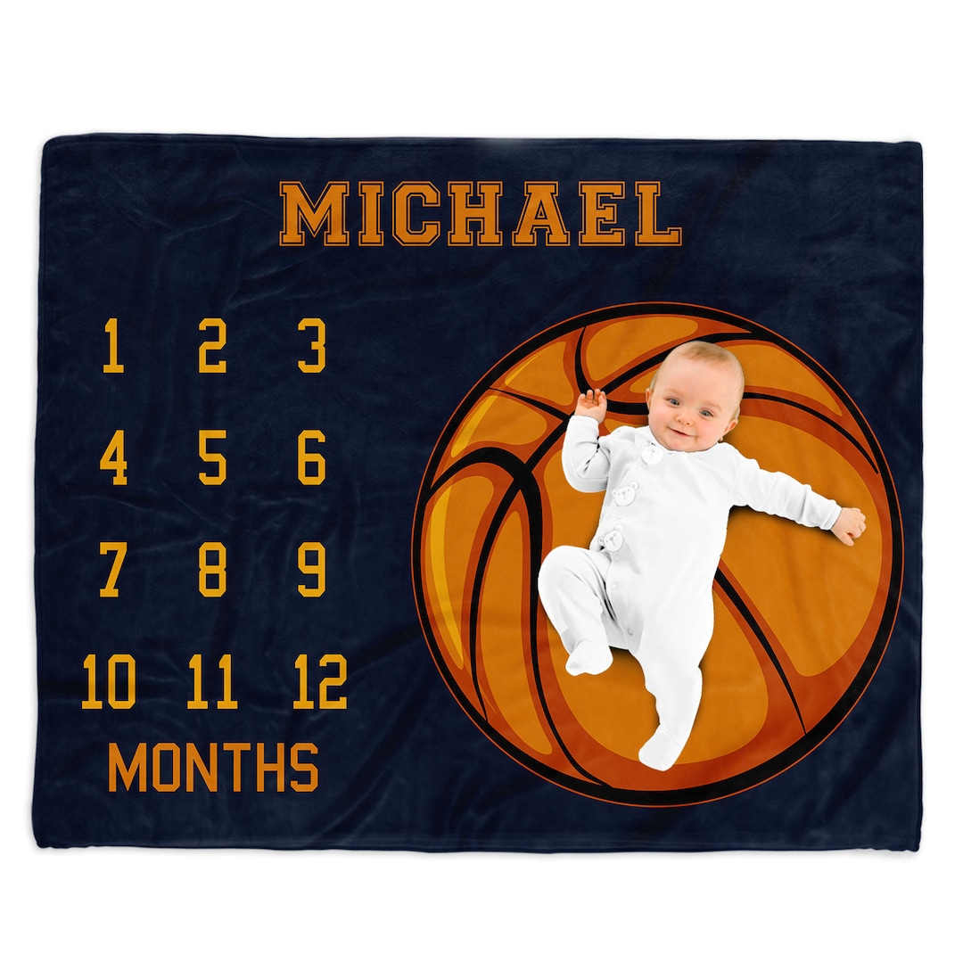 Personalized Basketball Milestone Blanket Sports, Milestone Blanket Boy