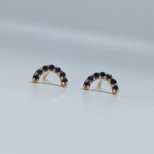 Dainty Black Diamond 14k Gold Stud Earrings: Minimalist Jewelry