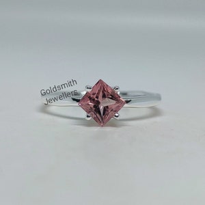 Natural Pink Tourmaline Ring: 925 Sterling Silver, Handmade