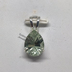 Natural Green Amethyst Pendant, Oval Large Gemstone Pendant, 925 Sterling Silver, Minimalist Pendant, Birthstone Pendant, Gift for Her.