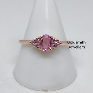 Oval Pink Sapphire Ring: Minimalist 14k Rose Gold Birthstone