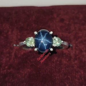 Natural Star Blue Sapphire 925 Sterling Silver Ring