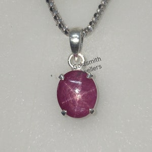 AAA Quality Star Ruby Pendant, Minimalist Pendant, 925 Silver Pendant, July Birthstone, 6.35ct Star Ruby Pendant, Dainty Gift for Her.