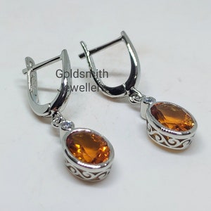 Dainty Citrine Earrings: 925 Sterling Silver, Handmade Gemstone Jewelry