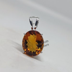 Dainty Citrine Pendant: Oval November Birthstone, 925 Sterling Silver