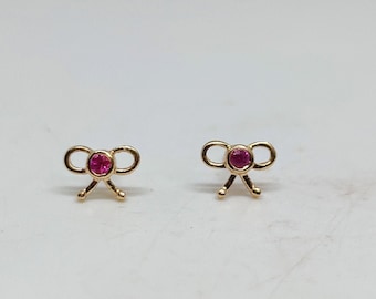 Dainty 14k Gold Ruby Earrings: July Birthstone Studs
