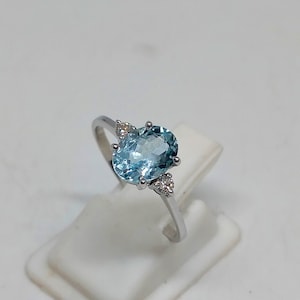 Aquamarine Diamond 14k White Gold Engagement Ring: March Birthstone
