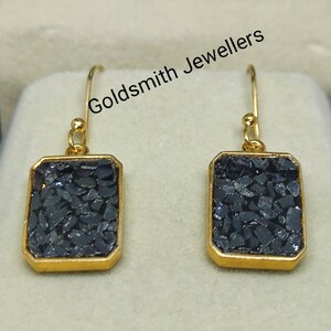 Schwarze Diamant Chip Ohrringe, Vergoldete Silber Ohrringe, Diamant Chip Ohrringe, Abschluss Geschenk, handgefertigter Schmuck, Geschenk für Mama Frau.