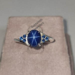 Blue Star Sapphire Ring: Vintage Lindy Star, 925 Sterling Silver