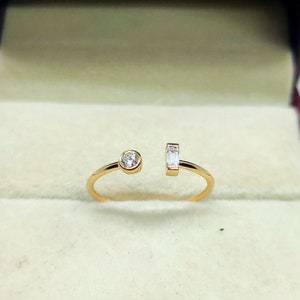 14k Solid Gold Diamond Ring: Open Stacking Promise Ring