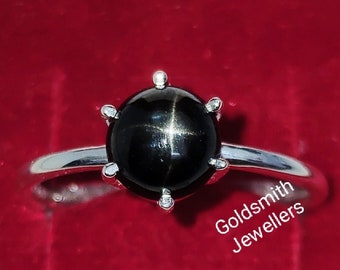 Dainty Black Star Ring: Handmade 925 Sterling Silver Promise Ring