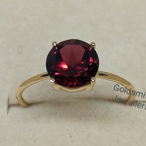 Dainty Natural Garnet Ring, Solid 14k Gold Ring, Round cut Garnet Ring, January Birthstone Ring, Statement Ring, Gifts For Mom, Bridal Ring