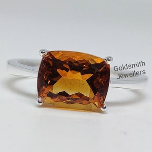 Natural Citrine Ring: 925 Sterling Silver November Birthstone