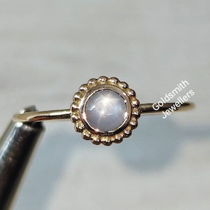 Genuine Star Sapphire Ring, Dainty Gold Ring, 14K Yellow Gold Ring, Engagement Ring, Promise Ring, Everyday Ring, Anniversary Ring, Gift Her