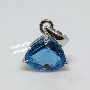 Swiss Blue Topaz Pendant: 925 Sterling Silver, Natural Gemstone