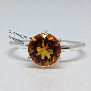 Dainty Citrine Ring: 925 Sterling Silver, November Birthstone