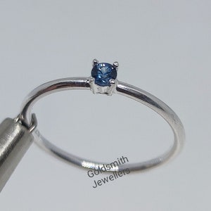 Dainty Blue Sapphire Ring: 925 Sterling Silver Stacking Ring