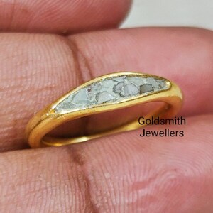 Diamond Chip Ring: Gold Plated Sterling Silver Stacking Band