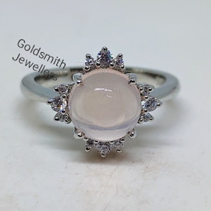 Art Deco Rose Quartz Ring, Promise Ring, Engagement Ring, 925 Sterling Silver, Natural Rose Quartz Ring, Anniversary Ring, Woman Gift Ring