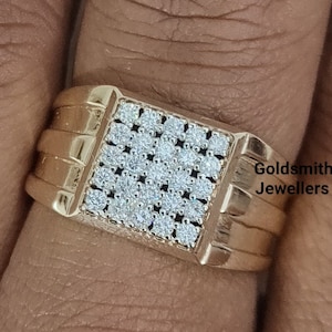 Moissanite Men&#39;s Ring, Solitaire Ring, VVS1 Grade Moissanite Ring, 14k Solid Gold Ring, Ring, Stackable Ring, Birthday Gift for Him.