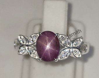 8.4カラット スタールビーリング 天然ダイヤモンドアクセント付き 14K