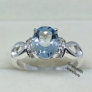 Vintage Oval Aquamarine Ring: Sterling Silver Art Deco Promise Ring