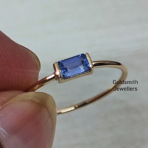 Natural Blue Sapphire Ring, Stacking Ring, Solid 14k Gold Ring, Oval Sapphire Ring, Minimalist Ring, September Birthstone, Handmade Ring .