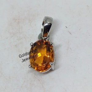 Handmade Oval Citrine Pendant: 925 Sterling Silver Promise Jewelry