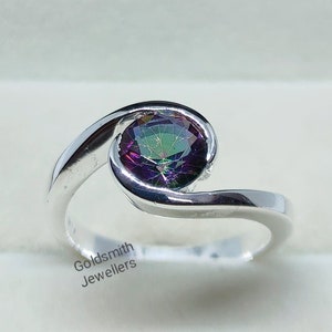 Dainty Mystic Topaz Ring, Stackable Ring, Minimalist Ring, 925 Silver Ring, Mystic Topaz Ring, Promise Ring, Birthday Gift, Women Gift Her.