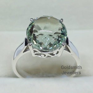 Natuurlijke groene amethist ring 925 K sterling zilver handgemaakte gehamerde designer statement ring sierlijke ring bruidsmeisje cadeau Sieraden Ringen Statementringen 
