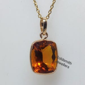 AAA Citrine Pendant: 14k Yellow Gold Necklace, Birthstone Jewelry