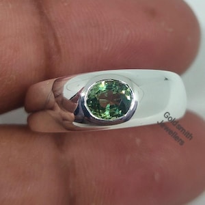 Green Sapphire Ring, Sapphire Ring, Solitaire Ring, 925 Silver Ring, Minimalist Ring, Natural Green Sapphire Ring, Gift for Him.