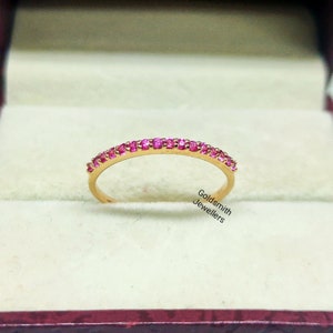 Natural Rose Cut Ruby 14K Gold Stackable Band Ring