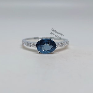 London Blue Topaz Ring: 925 Sterling Silver Minimalist Promise Ring