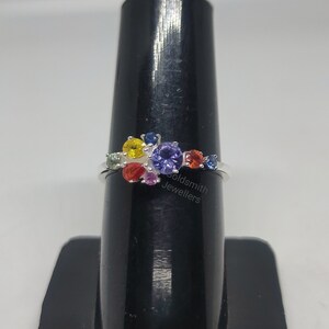 Multi Gemstone Ring, Minimalist Ring, Engagement Ring, Stackable Ring ...