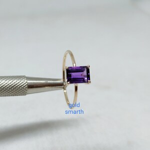 Natural Amethyst Yellow Gold Ring, 14 k Yellow Gold Ring, Purple Amethyst Ring, Dainty Amethyst Ring, Statement Ring, Handmade Ring, Gift.