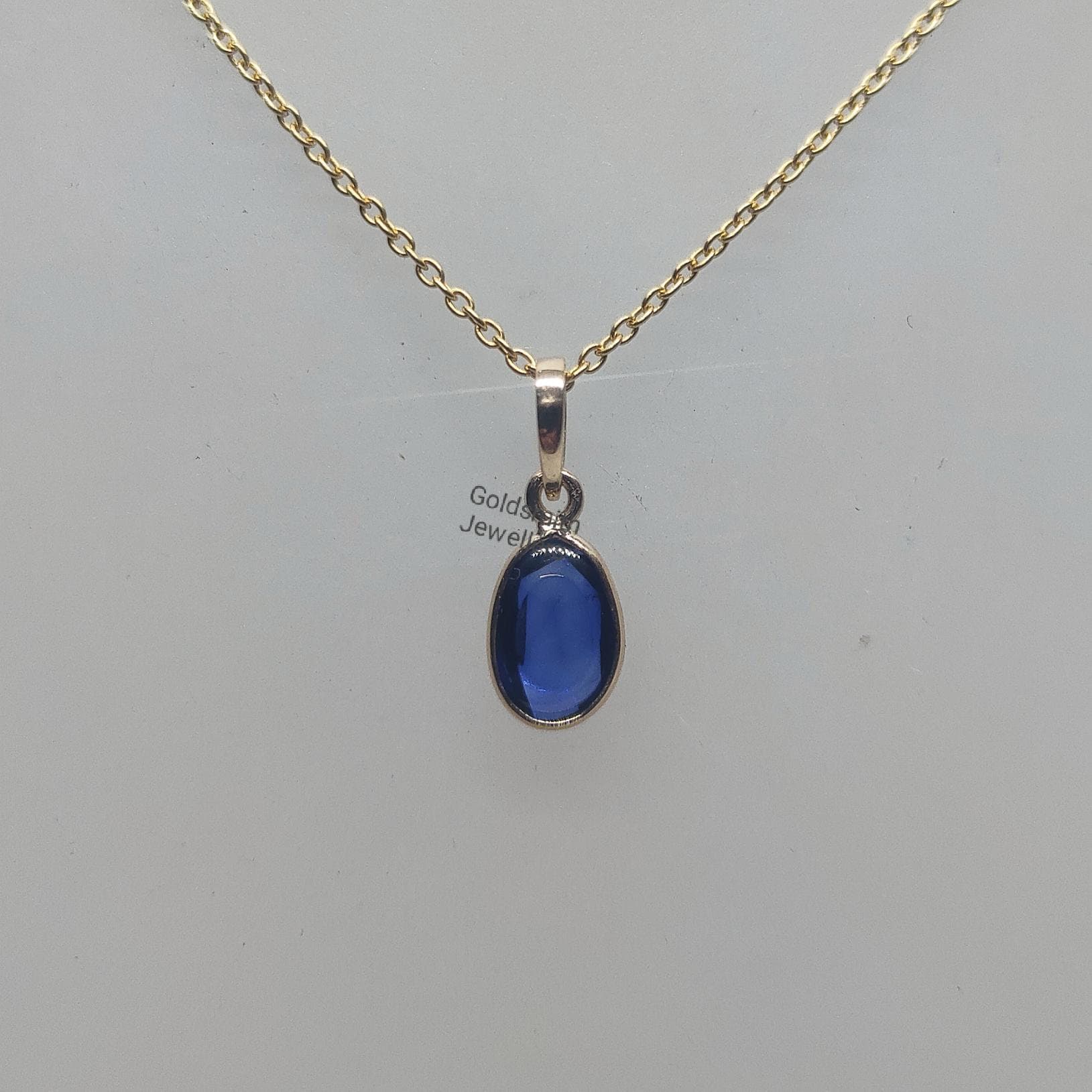 14k Yellow Gold Oval Pendant, Natural Blue Sapphire Pendant, Blue Sapphire Charms, Birthday Gift, 5 x 7 mm Gemstone, Small Gold Pendant.