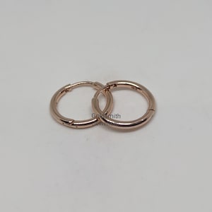1.70mm Rose Gold Earrings, Solid 10k Rose Gold Earrings, Minimalist Earrings, 1 Pair Round Hoop Earrings, Women Earrings, Gift for Own.