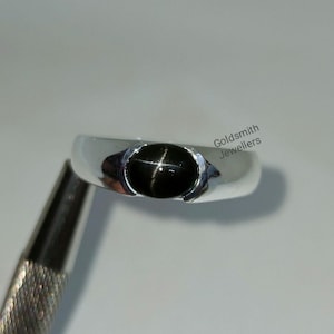 Natural Black Star Ring, Star Gemstone Ring, Solitaire Ring, 925 Silver Ring, Men&#39;s Signet Ring, Statement Ring, Gift for Father&#39;s.