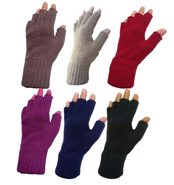 Mens' Winter Thermal Knit Magic 2 In 1 Combo Fingerless Gloves - Foto 2