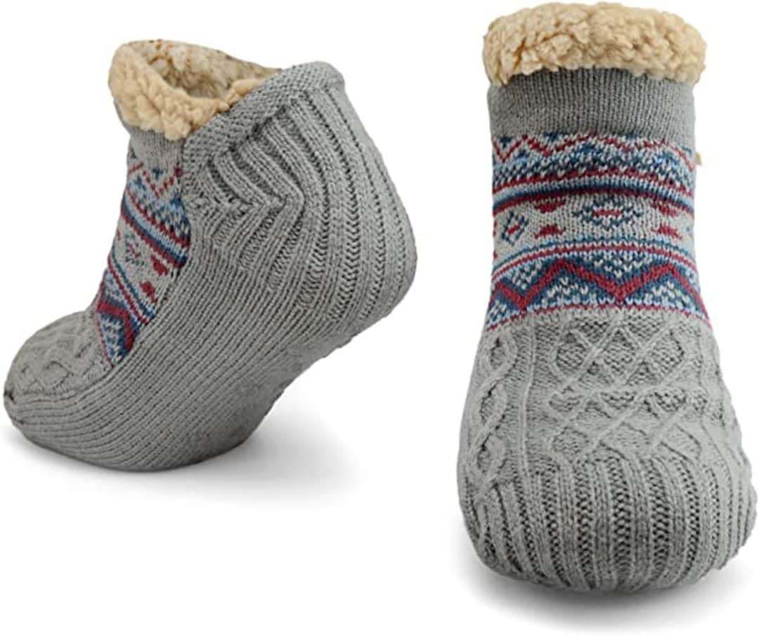 Slipper Fluffy Socks for Men Knitted Socks Warm Sherpa Fuzzy Bed Slippers One Size Skid Slip