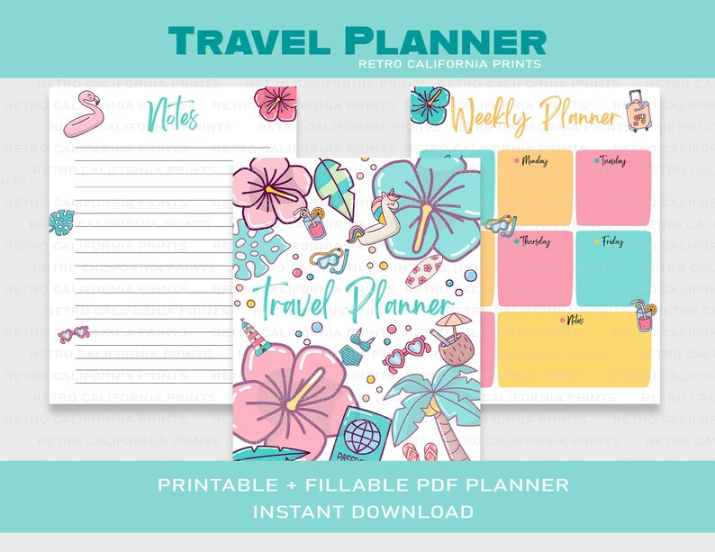 Printable Daily Planner, Travel Planner, Weekly Planner, Checklist ...