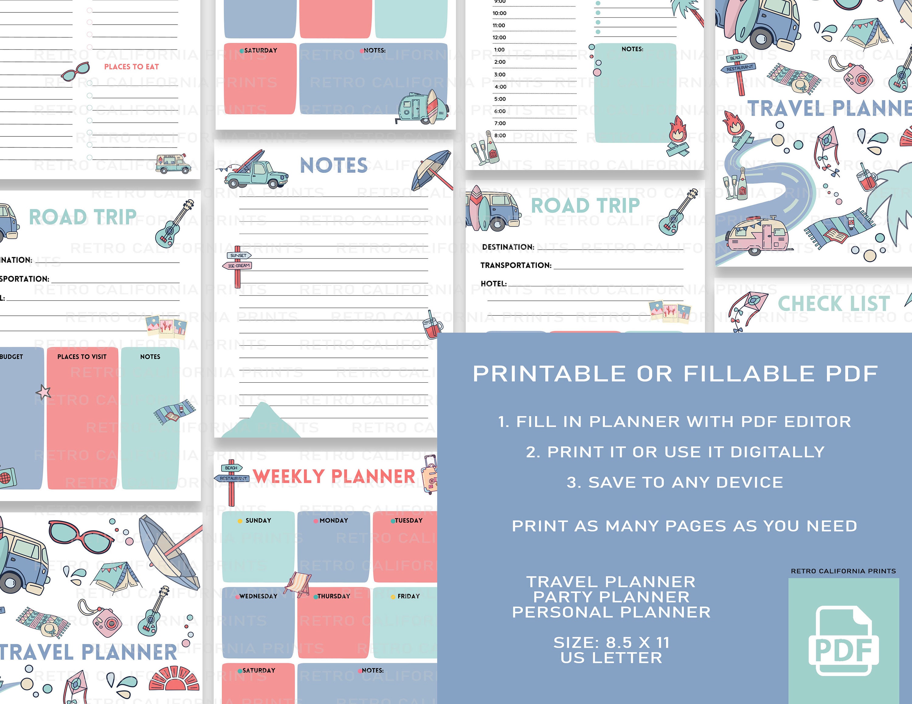 Printable Daily Planner, Travel Planner, Weekly Planner, Checklist ...